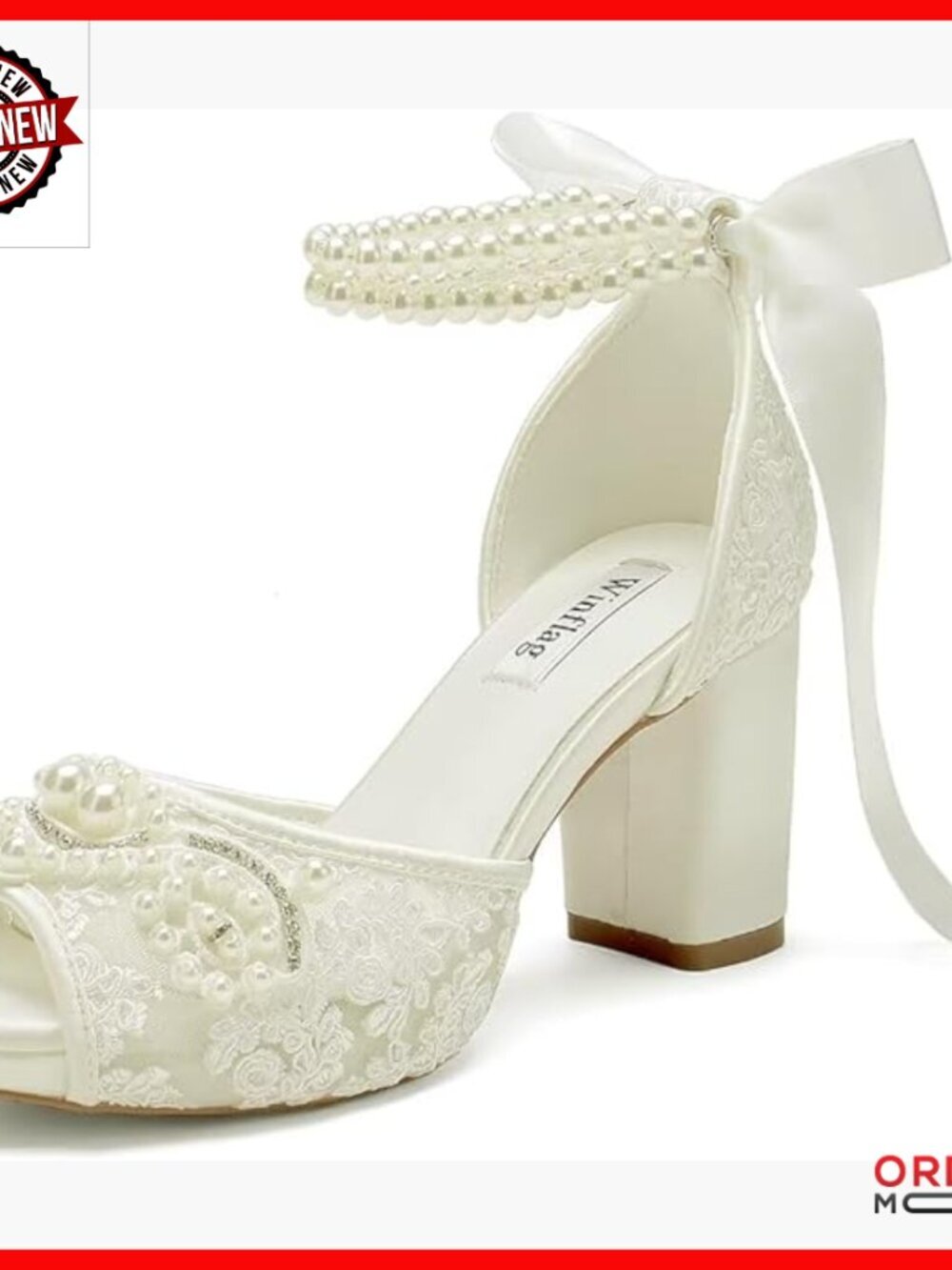 Lace Pearl Wedding Heels Peep Toe Platform Bridal Shoes High Heel